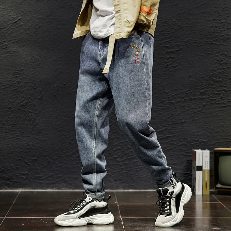 

Autumn Fashion Men Jeans Streetwear Japanese Style Vintage Harem Jeans Men Loose Fit Retro Wash Pencil Pants Hip Hop Jeans Homme