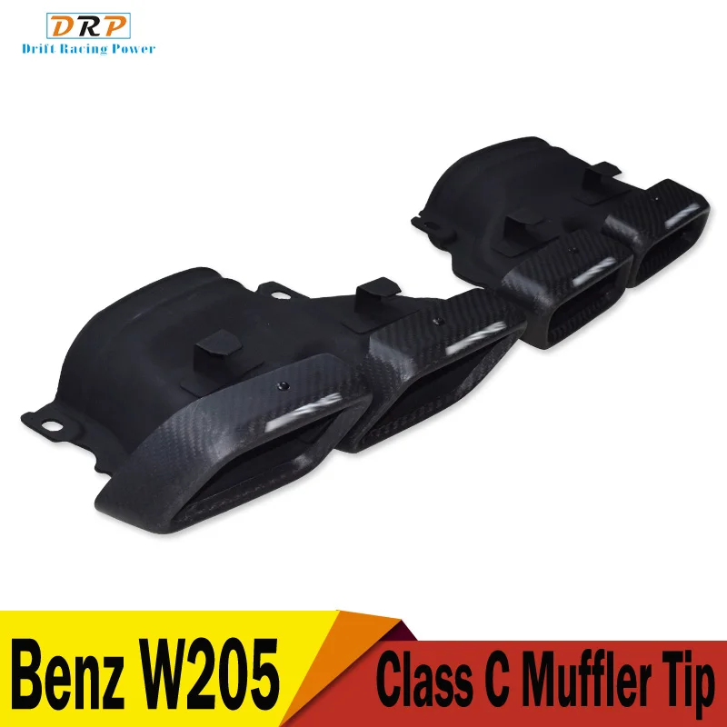 

1 pair AMG carbon fiber / Matte black car exhaust pipe muffler tip fit Benz W205 C200 C300 C180 C180 Class C