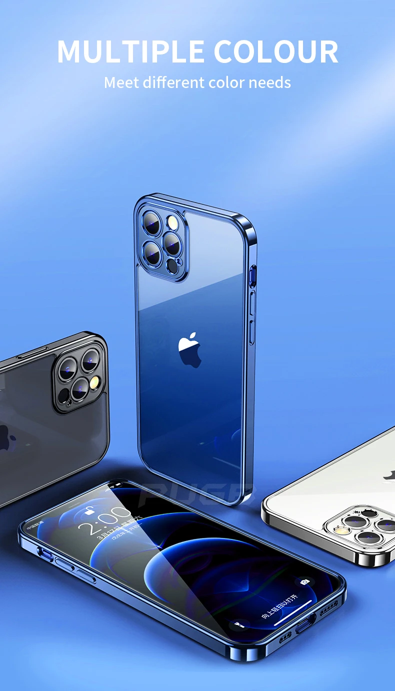 Luxury Transparent Square Frame Plating Case for iPhone 13 12 11 Pro Max Mini iPhone X Xs Xr 7 8 Plus SE 2020 Soft Clear Cover Luxury Transparent Square Frame Plating Case for iPhone 13 12 11 Pro Max Mini iPhone X Xs Xr 7 8 Plus SE 2020 Soft Clear Cover