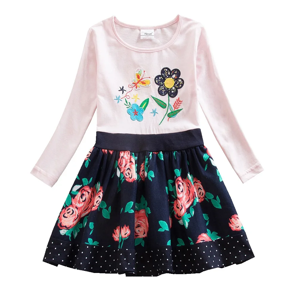 

Manufacturers Direct Wholesale a Generation of Fat Retail New Style Girls Dress Flower Embroidery Pattern Long Sleeve Children S