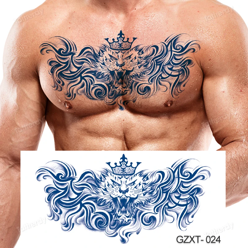 Large Chest Totem Waterproof Tattoo Sticker Cool Harajuku Tattoo Juice Ink  Long Lasting Fake Tatto Tribal Lion King Angel Wings - Temporary Tattoos -  AliExpress