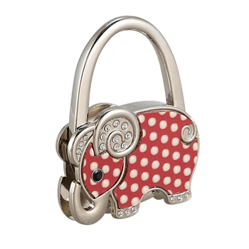 

White Dots Print Elephant Decor Foldable Purse Handbag Hook Decoration for Lady