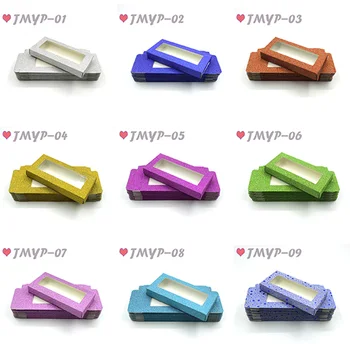 

100/pack Wholesale Eyelash Packaging Box Faux Mink Lashes Strips Empty Case Bulk Multicolor Candy Colored Shining Fake Lash Pack