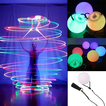 

Balls Poi 9 Belly Remote Controls Light Pair Rave, Lamp Bar Prop Color Fairy Lights Up -7 Function- Led Fashion Accessories