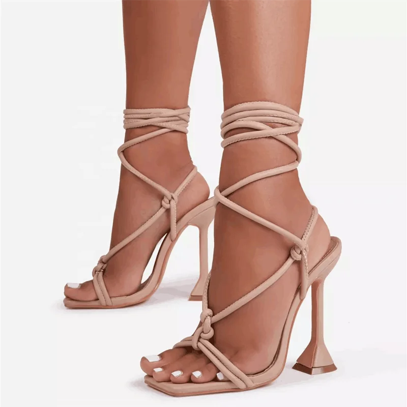 Sandalias de tacón grueso con punta redonda para mujer, botines con  plataforma y correa cruzada, de estilo occidental, talla grande 43, para  verano|Sandalias de mujer| - AliExpress