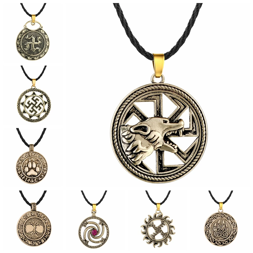 

Norse Symbols Viking Symbols Asatru Symbols Kolovrat Triquetra Valknut Vegvisir Swastika Tree Of Life Necklace For Men