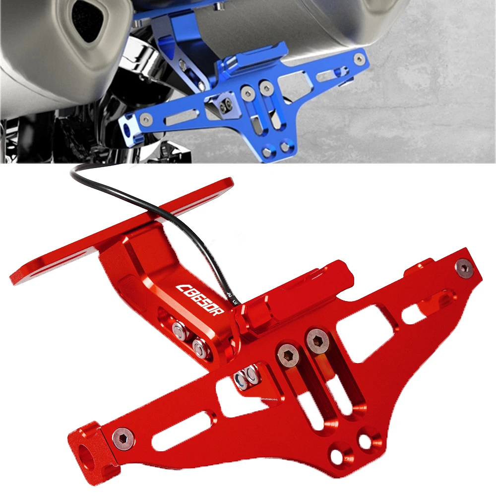 

With LOGO CB650R For Honda CB650R CB 650R 2019-2020 Motorcycle Accessories CNC Rear License Plate Mount Holder with LED Light