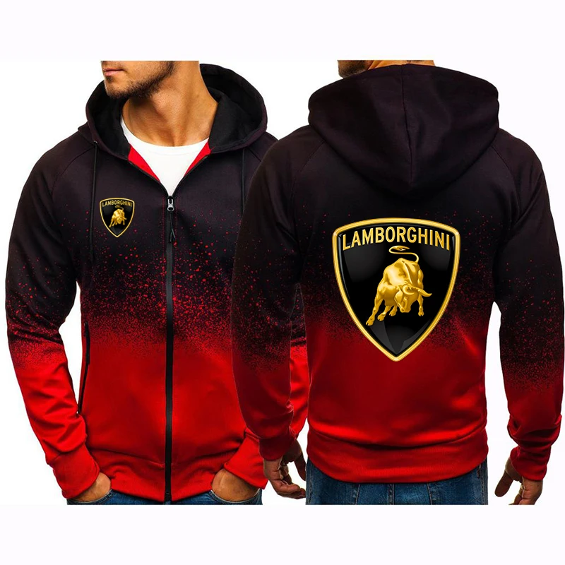 2021 new Car Logo Hoodie 3D Digital Print Zip Hooded Gradient Color Sweatshirts