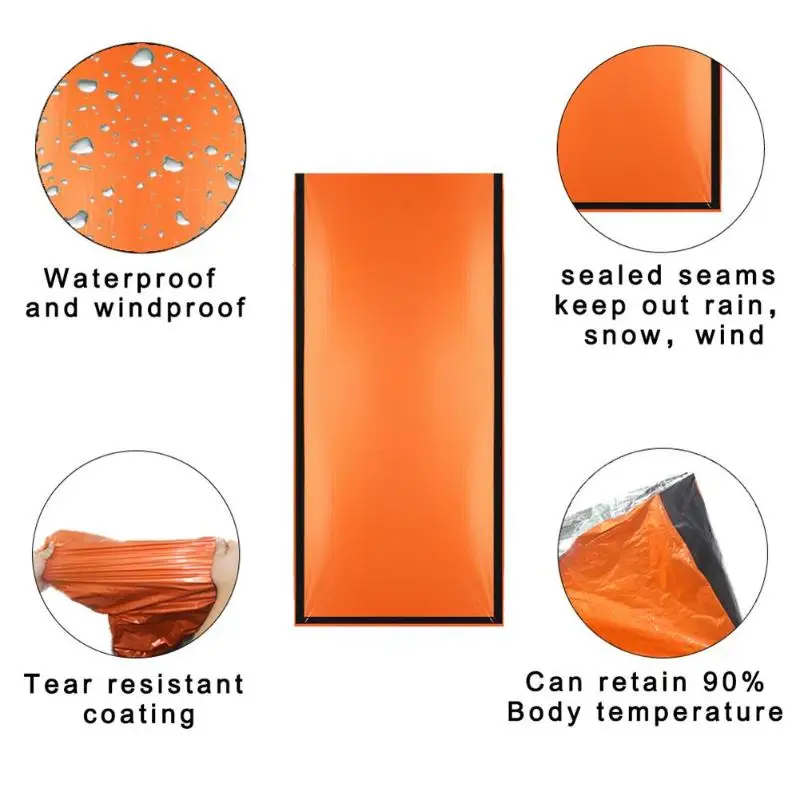 Emergency Sleeping Bag Emergency First Aid Sleeping Bag Film Tent For Outdoor Camping and Hiking Sun Protection Survival Travel