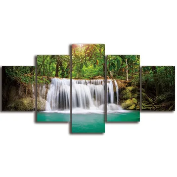 

Modular Prints Canvas Posters Home Decor 5 Pieces Natural Waterfall Painting Wall Art Scenery Picture For Living Room Decoration