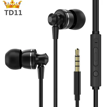 

Original In-ear Metal Headphones with Bass Stereo Wired Earphone adjust volume Microphone for iPhone /Xiaomi Huawei Phone MP3