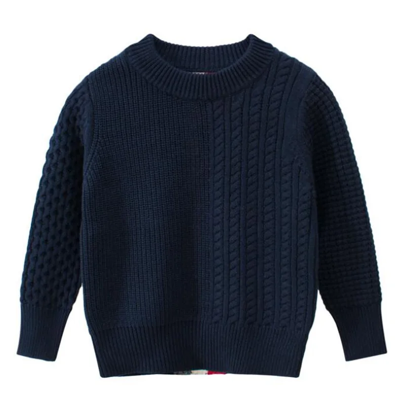 Navy Blue Halilo/Детские Зимние Топы; свитер для мальчиков; осенний вязаный свитер в полоску с круглым вырезом для малышей; детская одежда; пуловер; свитера для маленьких мальчиков - Цвет: Navy Blue