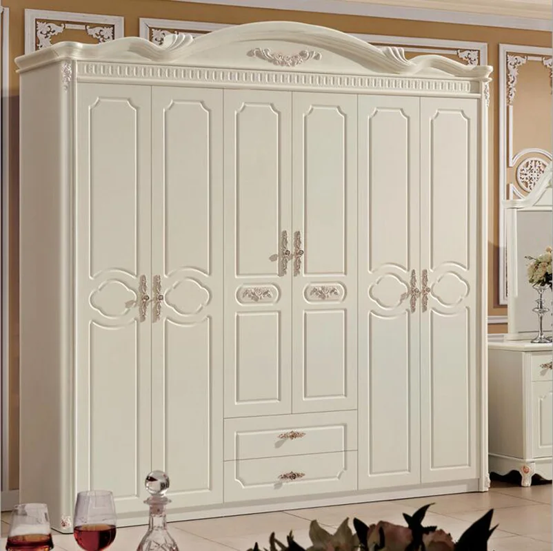 six door wardrobe modern European whole wardrobe French bedroom