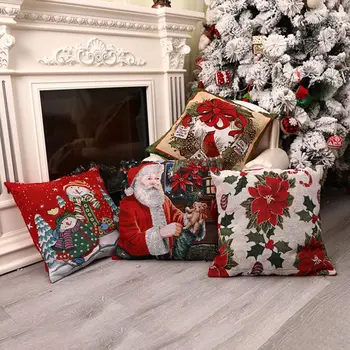 

Christmas Pillow Covers Home Decorative Pillowcase For Couch Sofa Bed Breathable Linen Hot Christmas Pillow Covers 18x18" Home