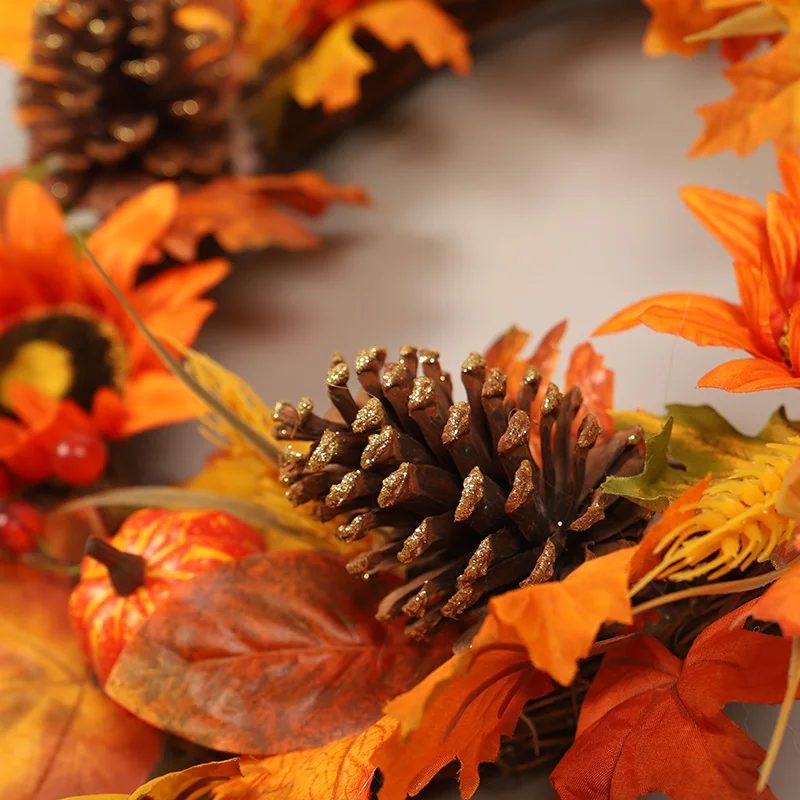 Искусственная Тыква Pinecone и кленовый венок из листьев для Хэллоуина и Дня благодарения дома Крытый или открытый расположение украшения