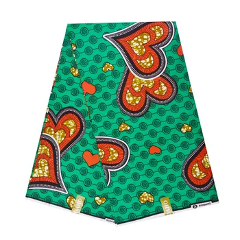 

Green African Wax Pange Fabric 100% Cotton High Quality Beautiful Real Dutch Print Wax for Ghana Nigerian Ankara Dress 6 Yards