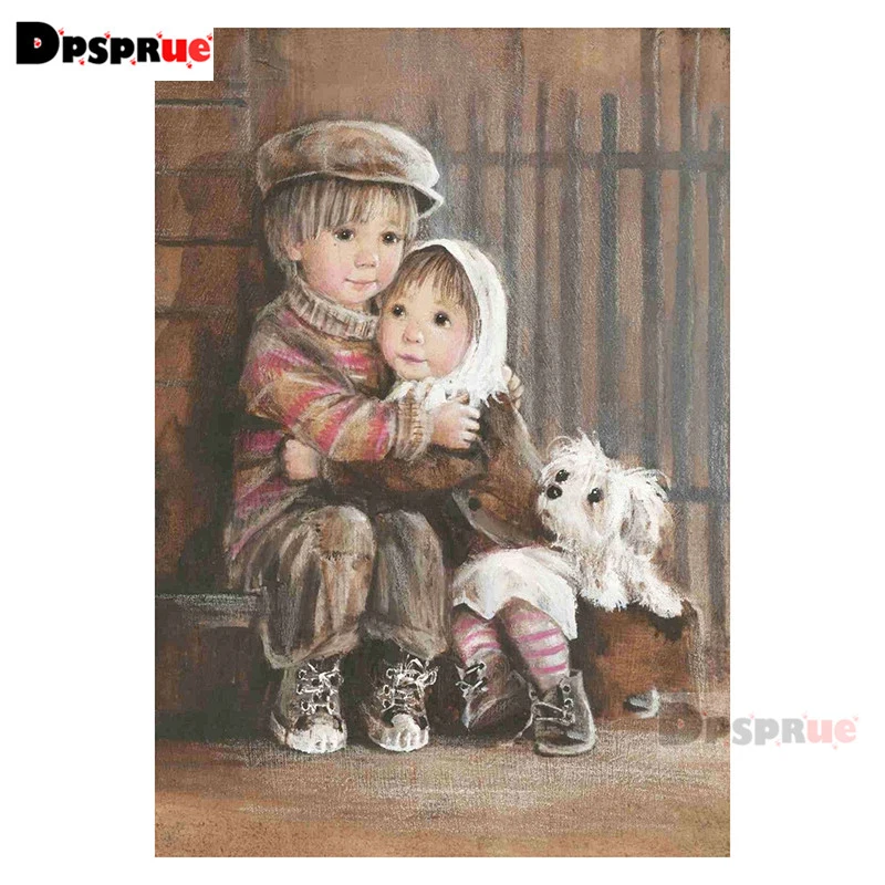 Полноразмерная/круглая алмазная живопись Dpsprue вышивка крестиком 3D brother DIY 5D Moasic