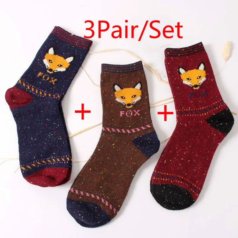 3Pair 1/2/3 пары носков осень Для женщин носки с симпатичным рисунком животного нарядные Повседневное носки зимние толстые теплые хлопковые носки для женщин женские рождественские носки - Цвет: 3Pair