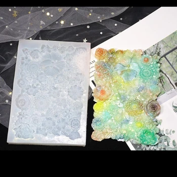 

Large Flowering Shrubs Tray Mold Oversize Silicone Resin Casting Flower Coaster Mould Flower Board Resin Mold Art Crafts