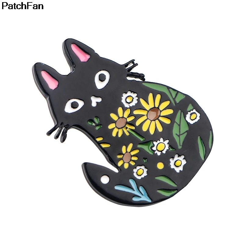 20 шт./лот Patchfan милый цветок Кот цинк галстук мультфильм булавки броши для рюкзака, одежды для женщин шляпа Декоративные значки медали A2490