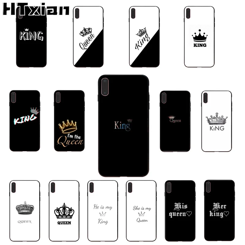 HTXian корона король королева черный мягкий чехол для телефона iPhone 11 pro XS MAX 8 7 6 6S Plus X 5