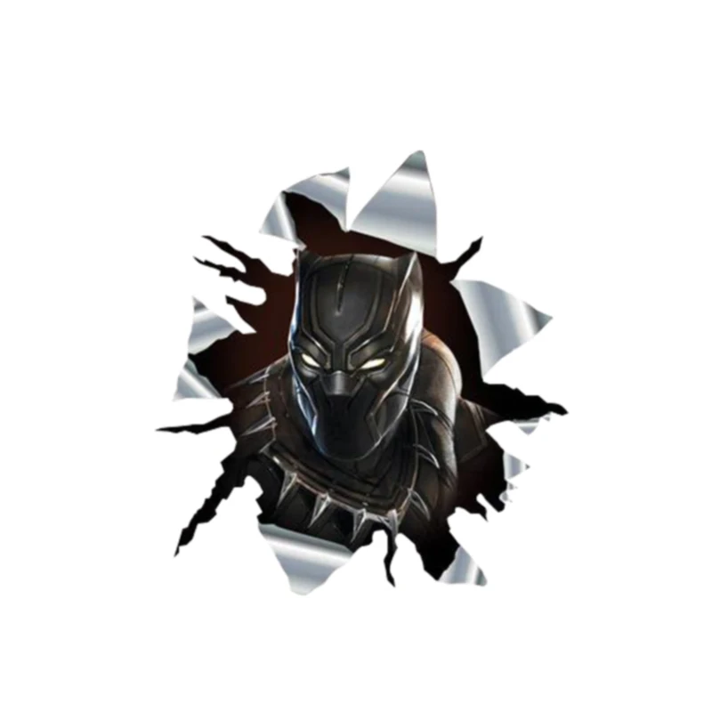 

13cm X 12cm for Black Panther Sticker Torn Metal Bumper Decal Funny Car Stickers Window Trunk Animal 3D Car Styling Accessories