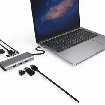 

USB3.0 Type-C Hub To 4K HDMI VGA 3X Usb3.0 Pd Charging Port with Hub 3.0 TF SD Reader Slot PD for MacBook Pro/Air 2020