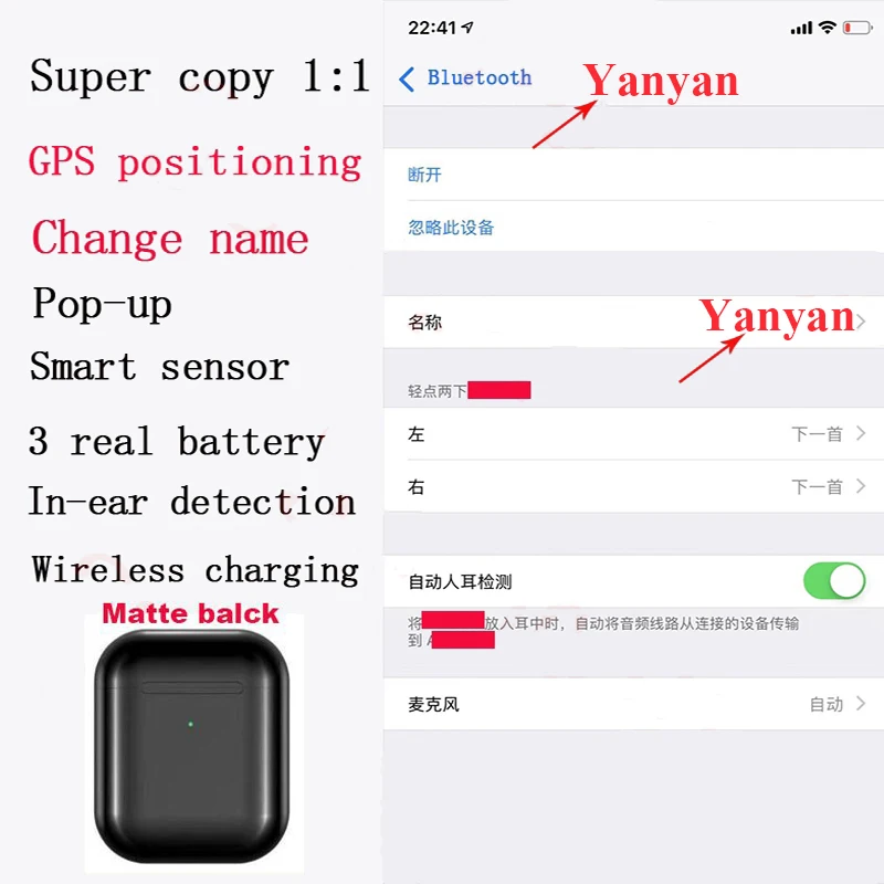 

i100000 Pro TWS Change the bluetooth name+GPS positioning wireless Bluetooth earphone smart sensor pk i90000 pro i100000 TWS