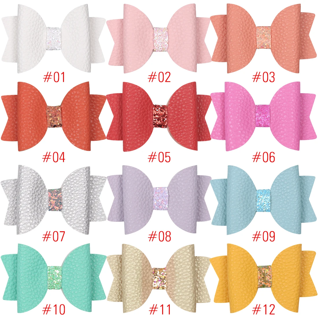 XIMA 12 шт./лот кожаные волосы PU лук Рождественская заколка для волос 3''Glitter бантом заколки с бантом заколки для волос для девочек, повязка на голову, зубчатый зажим для вечерние