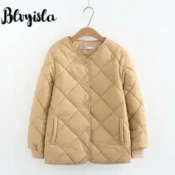 Blvyisla 4XL размера плюс с длинным рукавом V образным вырезом Хлопок Смесь Зимняя парка пальто женские Топы Верхняя одежда куртки пальто