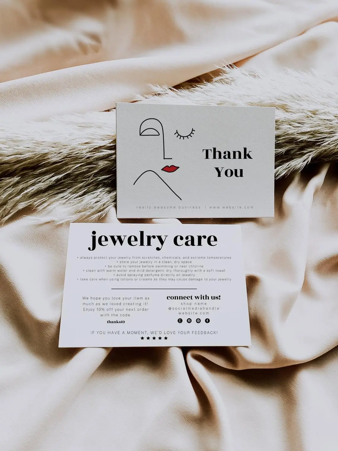 Parcel Jewelry Thank You Cards Mini Printable Resin Care Instructions Parcel Jewelry Thank You Cards Mini Printable Resin Care Instructions