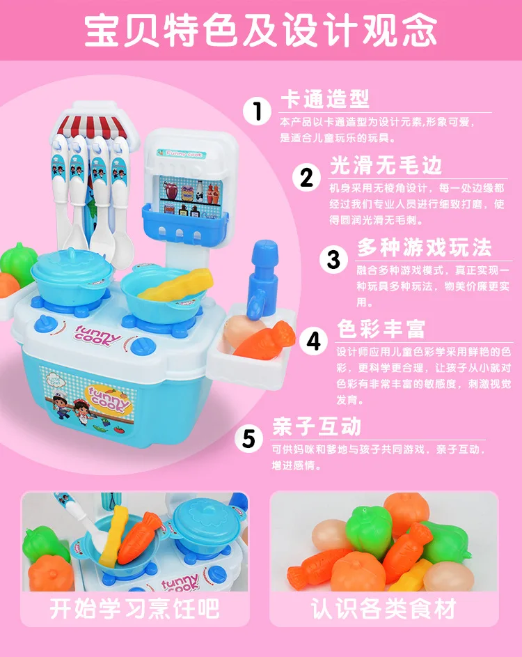 CHILDREN'S Cartoon Kitchenette GIRL'S And BOY'S Cooking Play House Toys 22-Pack Baby Mini Kitchenware Tableware Set