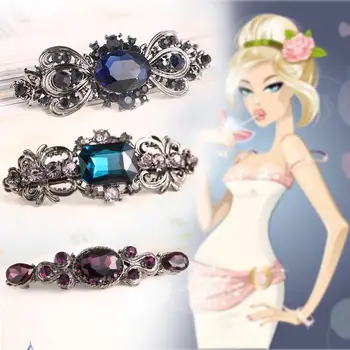 

Wedding Diamond Rhinestone Crystal hair pin clip Barrette Hairpin Alloy blue