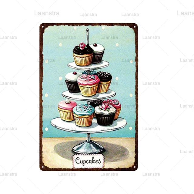 Tin Signs Chocolate & Coffee Vintage Poster Metal Dessert Sign Wall Art Decor For Chocolate Shop Cafe BBQ Bar Pub Iron Plate 23