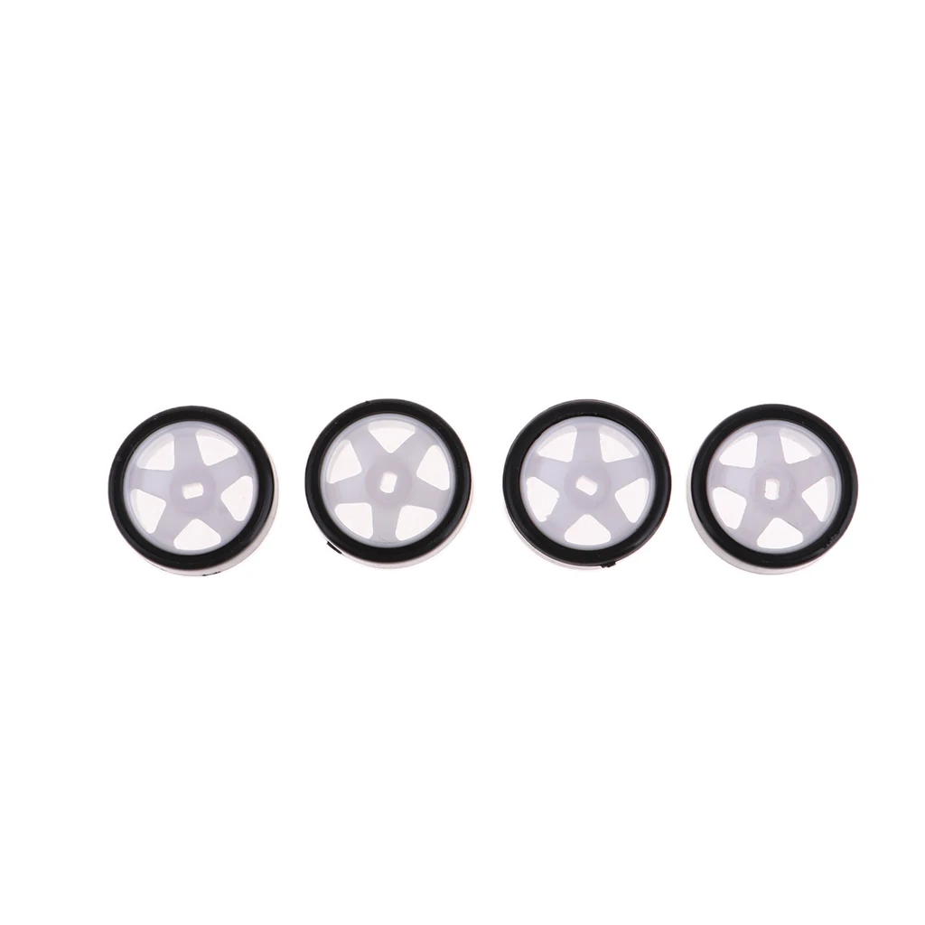 4 Pcs Toy Cars Model Black Wheel Tyre for Two-Drive RC Racing Car, 1/28 Scale