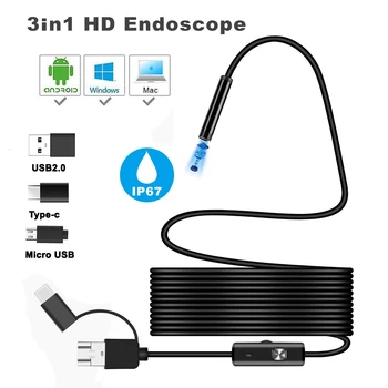 

Mini Camera Endoscope Waterproof 1M 2M Hard Tube Mirco USB Type-C Borescope Video Inspection for Smartphone Car Endoscope
