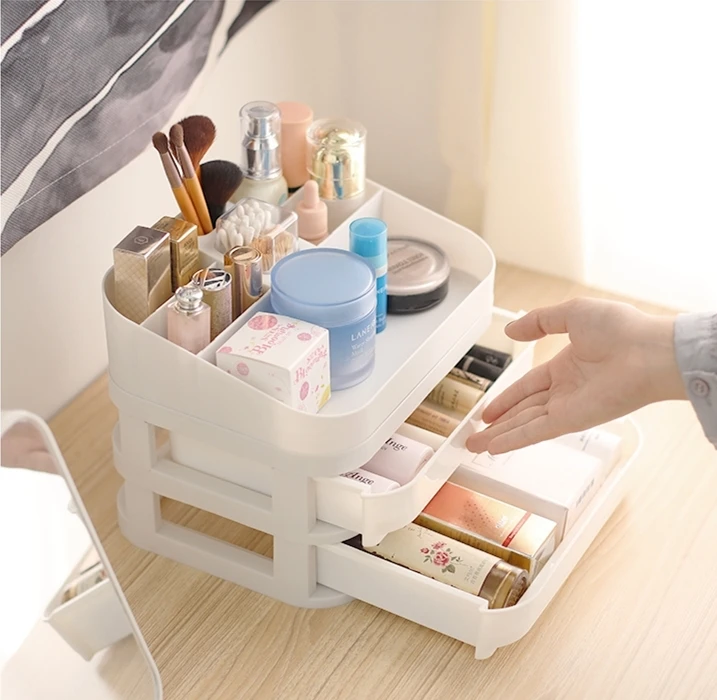 Большая вместительная коробка для хранения косметики органайзер макияжа ящика |