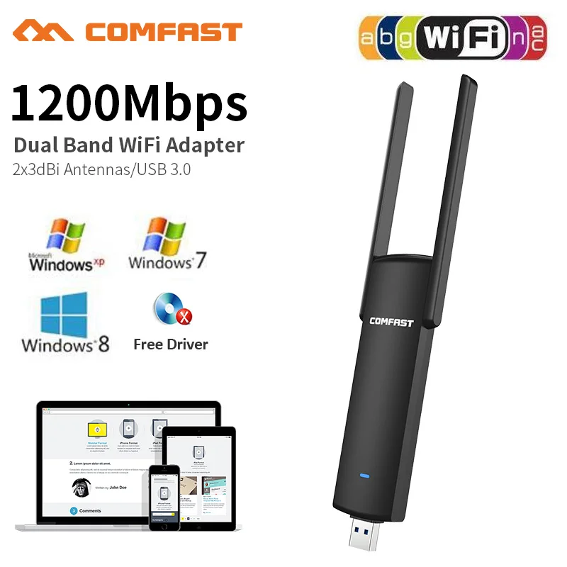 Usb Wi Fi адаптер 1200 Мбит/с 2 4 ГГц + 5 ГГц|Сетевые карты| |