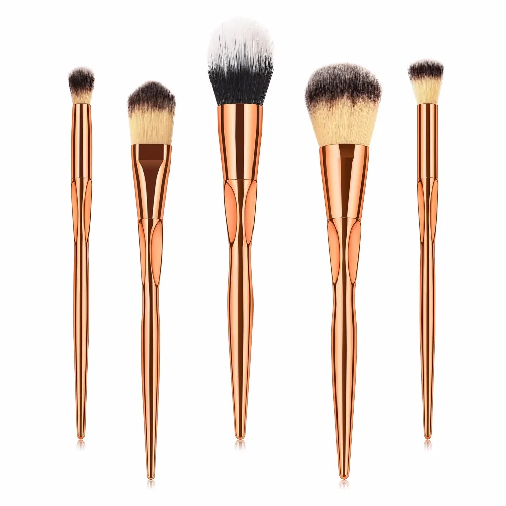 Metal Color Makeup Brushes Cosmetic Face Foundation Power Eyeshadow Blush Make Up Brush Kit Pincel Maquiagem
