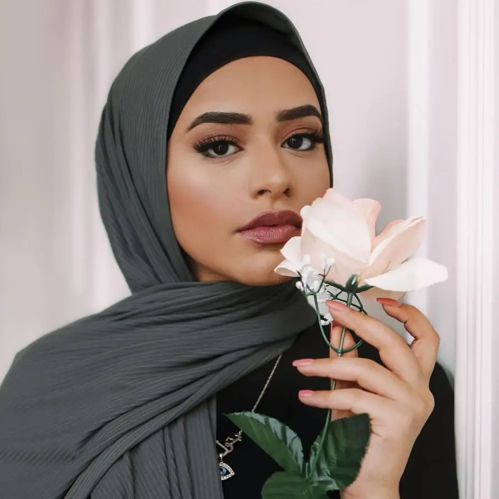 

Solid Color Cotton Muslim Hijabs Scarves Women Stripe Long Shawl Beautiful Classic Headband Hijabs Headscarf Turban Head Wraps