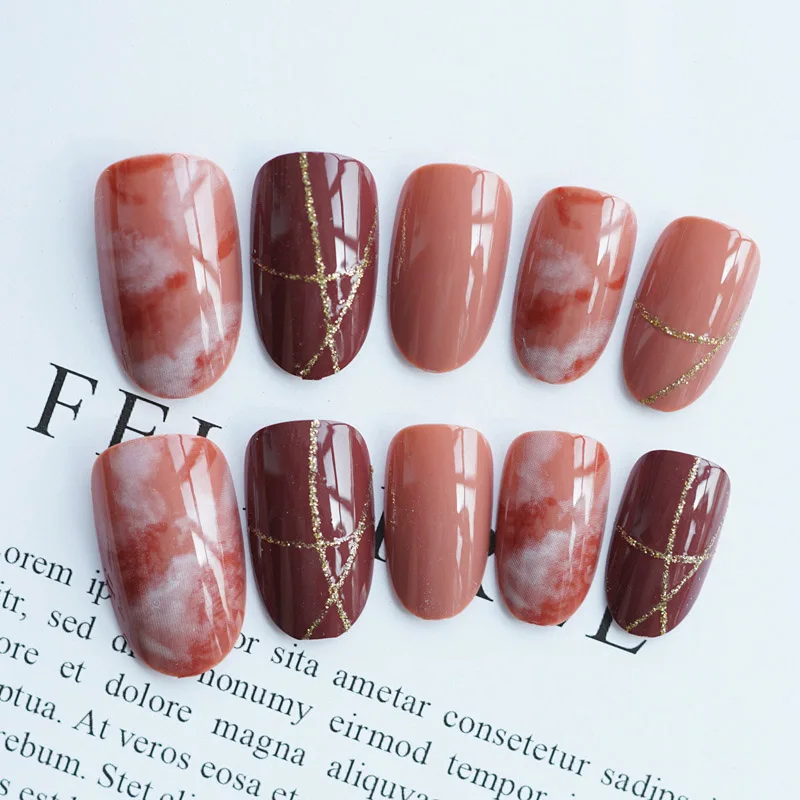 

New Pink Elegnet Fake Nail Tips with Glue Full Cover Summer Fresh Style Fashion Simple False Nail Smudge Wedding Bride Ins 24pcs