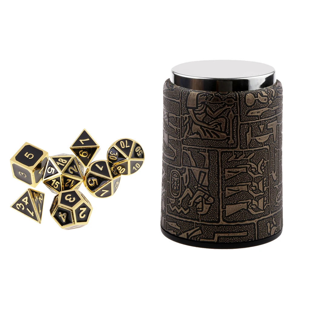 7 pieces Metal Polyhedral Dice for Dungeons & Dragons Dice Table Games RPG MTG+Dice Cup #1