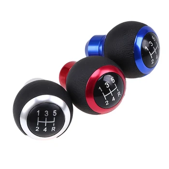 

5 Speed Universal Manual Car Gear Stick Shift Knob Aluminum PU Leather Decorative Lever Shifter Handle Sports Car Accessories