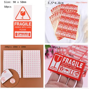 

40/50/100/240pcs Fragile Warning Label Sticker Fragile Sticker Up And Handle With Care Keep Dry Shipping Express Label