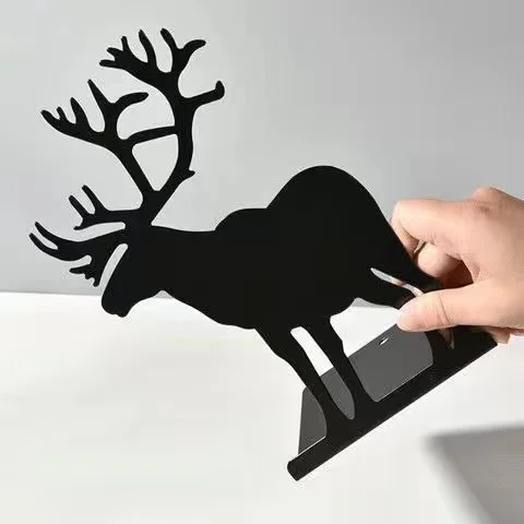 

New 2 Pcs/Set Cute Elk and Notes Book Stand Cartoon Metal Bookend Reading Book Holder Shelf