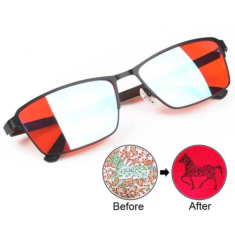Fashion Red Green Color Blindness Glasses Correction Women Men