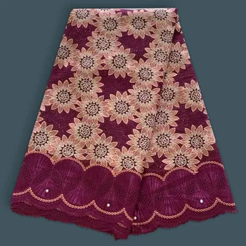 

High Quality Cotton Lace Fabric 2019 Latest Swiss Voile African Stones Swiss Voile Lace In Switzerland For Dress 01