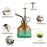 Vintage European Style Gradient Flower Sprinkler Smooth Water Out Glass Bottle Watering Can Plastic Nozzle With Tops