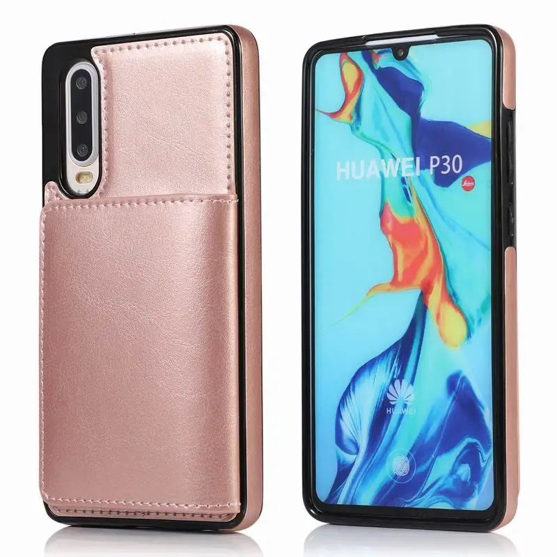 Мягкий чехол из искусственной кожи в стиле ретро для huawei mate 20 P30 Pro Lite Capa mate 20Lite mate 20Pro с отделением для кредитных карт задняя крышка - Цвет: Розовый