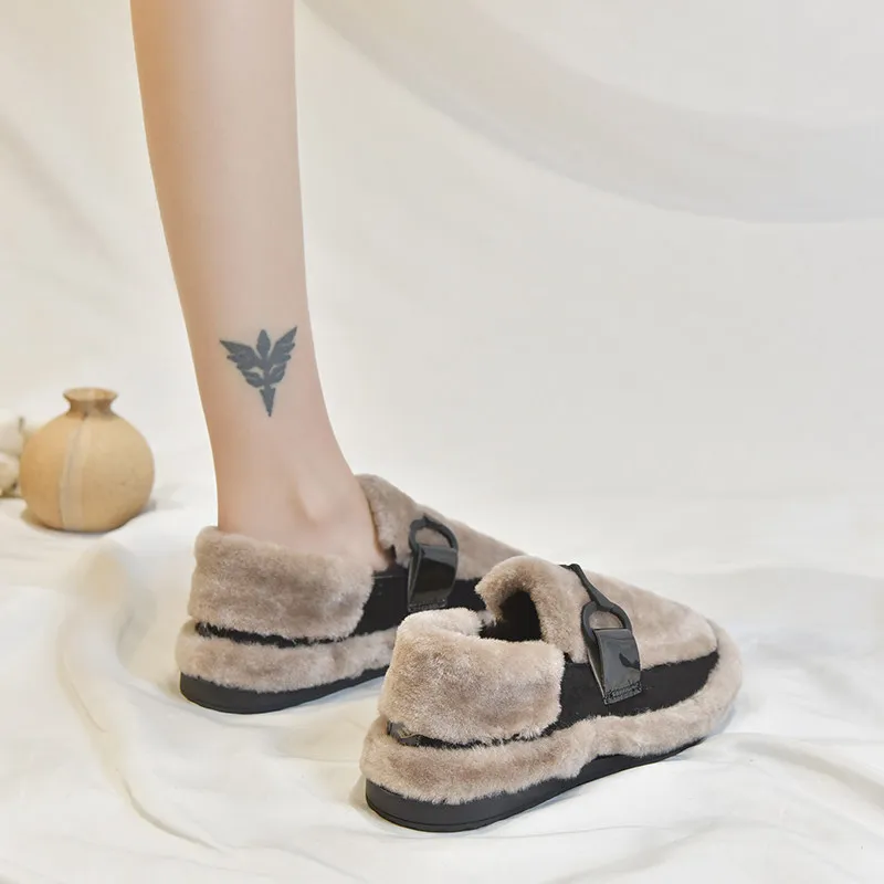 Женская зимняя обувь милые мех; с пряжкой; теплые однотонные Цвет на ...